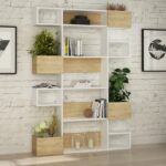 Βιβλιοθήκη Niho άσπρο δρυς μελαμίνη 120x20x171εκ ed250