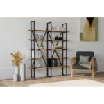 Βιβλιοθήκη Burgaz καρυδί μαύρο μελαμίνη 126x26x160εκ ed2514