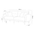 Καναπές κρεβάτι τριθέσιος ξύλινος Aria γκρι 205x85x80cm ed2541 - Image 3