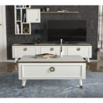 Τραπέζι σαλονιού Korneli άσπρο μελαμίνη 90x38 2x40εκ ed2616 - Image 3