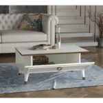 Τραπέζι σαλονιού Korneli άσπρο μελαμίνη 90x38 2x40εκ ed2616 - Image 4