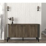 Μπουφέ Boulevard 150x45x80cm γκρι ανθρακί καρυδί ed2629