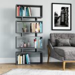 Βιβλιοθήκη Langdon ανθρακί μελαμίνη 72x25x161cm ed2638