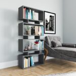 Βιβλιοθήκη Langdon ανθρακί μελαμίνη 72x25x161cm ed2638 - Image 4