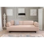 Siena τριθέσιος καναπές με τραπεζάκι Ύφασμα μπεζ 220x90x80cm ed2653