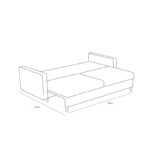 Καναπές κρεβάτι τριθέσιος Eva κρεμ 210x90x82cm ed2657 - Image 2