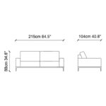 Καναπές τριθέσιος Secret γκρι 215x104x88cm ed2708 - Image 2