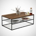 Τραπέζι σαλονιού Etna καρυδί μελαμίνη μεταλλικά πόδια 95x55x43εκ ed2709