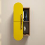 Ραφιέρα τοίχου Rose καρυδί κίτρινο μελαμίνη 35x22x60cm ed2734 - Image 4