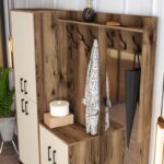 Έπιπλο εισόδου Berlin καρυδί κρεμ μελαμίνη μεταλλικά πόδια 180x35x200εκ ed2749 - Image 4