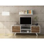 Έπιπλο TV Catania χρώμα καρυδί λευκό 120x25x41cm ed2755