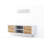 Έπιπλο TV Catania χρώμα καρυδί λευκό 120x25x41cm ed2755 - Image 3