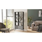 Βιβλιοθήκη Cor γκρι ανθρακί μελαμίνη μεταλλικά πόδια 79 6x25 5x160εκ ed2761 - Image 5