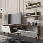 Έπιπλο tv Pianosa 150x29 5x40 6cm μελαμίνη καρυδί άσπρη ed2832 - Image 5