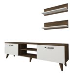 Έπιπλο tv Pianosa 150x29 5x40 6cm μελαμίνη καρυδί άσπρη ed2832 - Image 4