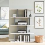 Βιβλιοθήκη Harmony ανθρακί άσπρο 90x25x127 4cm μελαμίνη ed2844