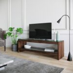 Έπιπλo tv Forli καρυδί χρώμα ξύλο γυαλί 140x40x45cm ed2864