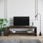 Έπιπλo tv Forli καρυδί χρώμα ξύλο γυαλί 140x40x45cm ed2864 - Image 5