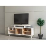 Σύνθεση tv Marcus λευκό teak χρώμα μελαμίνη 120x29 5x56 9cm ed2987