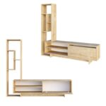 Έπιπλο τηλεόρασης Larisa Sapphire Oak μελαμίνη 177x30x158cm ed3011 - Image 3