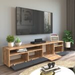 Έπιπλο TV Premio Athlantic Pine ανθρακί χρώμα 180x44 5x44 6cm ed301 - Image 4