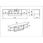 Έπιπλο τηλεόρασης Asini καρυδί μαύρο oak 149 4x35 2x40 2cm ed3038 - Image 2