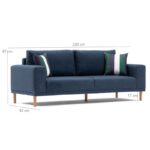 Καναπές τριθέσιος Franz μπλε 220x82x87cm ed3041 - Image 3