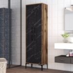 Ντουλάπι μπάνιου Berlin καρυδί μαύρη Marble μελαμίνη 60x35x200cm μεταλλικά πόδια ed3055