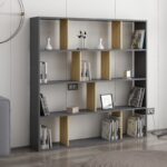 Βιβλιοθήκη Hodbi ανθρακί δρυς μελαμίνη 145 2x25x145εκ ed3091