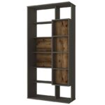 Βιβλιοθήκη Berlin ανθρακί καρυδί μελαμίνη 90x35x183 6εκ ed3117 - Image 3