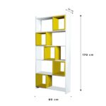 Βιβλιοθήκη Box άσπρο κίτρινο χρώμα μελαμίνη 80x22x170cm ed3147 - Image 2