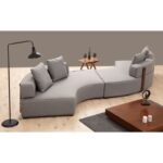 Barca γωνιακός καναπές γκρι ύφασμα 380x105x70cm ed3167