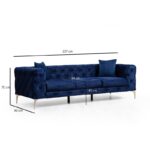 Καναπές τριθέσιος Como Navy Blue 237x90x73cm ξύλο και ύφασμα ed322 - Image 2