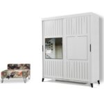 Ντουλάπα ρούχων Pasific 190x60x216cm άσπρη μελαμίνη ed3269 - Image 5