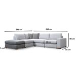 Γωνιακός καναπές Loop 246x266cm γκρι ed3271 - Image 3