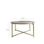 Τραπέζι σαλονιού Gold Sun χρυσο μεταλλικός σκελετός επιφάνεια γυαλί 83x83x40εκ ed3281 - Image 2