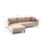 Γωνιακός καναπές Kale Left velvet κρεμ 258x181x83cm ed3299 - Image 3