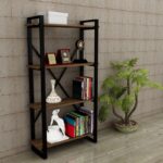 Βιβλιοθήκη Albatros καρυδί μελαμίνη μεταλλικός σκελετός 90x30x150εκ ed3301 - Image 4