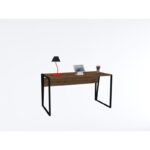 Γραφείο Lettera καρυδί μαύρο χρώμα μέταλλο 140x70x74cm ed3404 - Image 4
