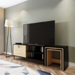 Έπιπλο TV Poesia 2 oak μαύρο χρώμα μελαμίνη 180x40x55cm ed3475