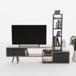 Έπιπλο τηλεόρασης Lago ανθρακί καρυδί 167x29 8x135cm ed3540 - Image 5