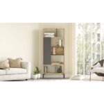 Βιβλιοθήκη Lia δρυς ανθρακί μελαμίνη 72x25x163 3εκ ed3588 - Image 4