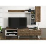 Σύνθετο τηλεόρασης Lenti άσπρο καρυδί μελαμίνη 181 8x31 3x61 4εκ ed3607