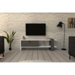 Έπιπλο tv Palmi ανθρακί άσπρο χρώμα μελαμίνη 120x25x36 8cm ed3658
