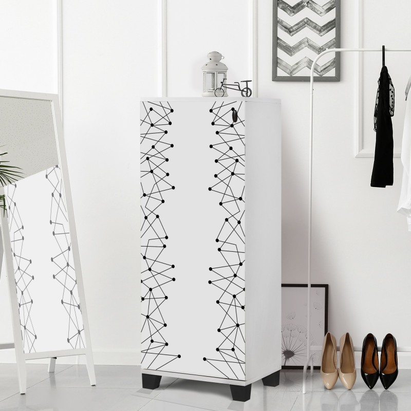 3690_0-800x800 STELLA ΠΑΠΟΥΤΣΟΘΗΚΗ ΛΕΥΚΟ ΜΕΛΑΜΙΝΗ 50x38xH127cm ed3690 - Image 1