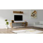 Έπιπλο TV Ventiquattro χρώματος καρυδί ανθρακί 140x30x45cm ed3736