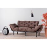 Anitta τριθέσιος καναπές κρεβάτι ύφασμα καφέ 227x49x75cm ed3741