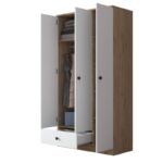 Ντουλάπα Balis άσπρη καρυδί μελαμίνη 90x42 5x170cm ed3771 - Image 3