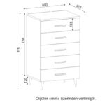 Συρταριέρα Cera λευκή 50x37 5x87 6cm ed3798 - Image 2