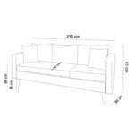 Σετ σαλονιού Sofia καναπέδες ανθρακί ύφασμα 215x81x94cm ed3811 - Image 3